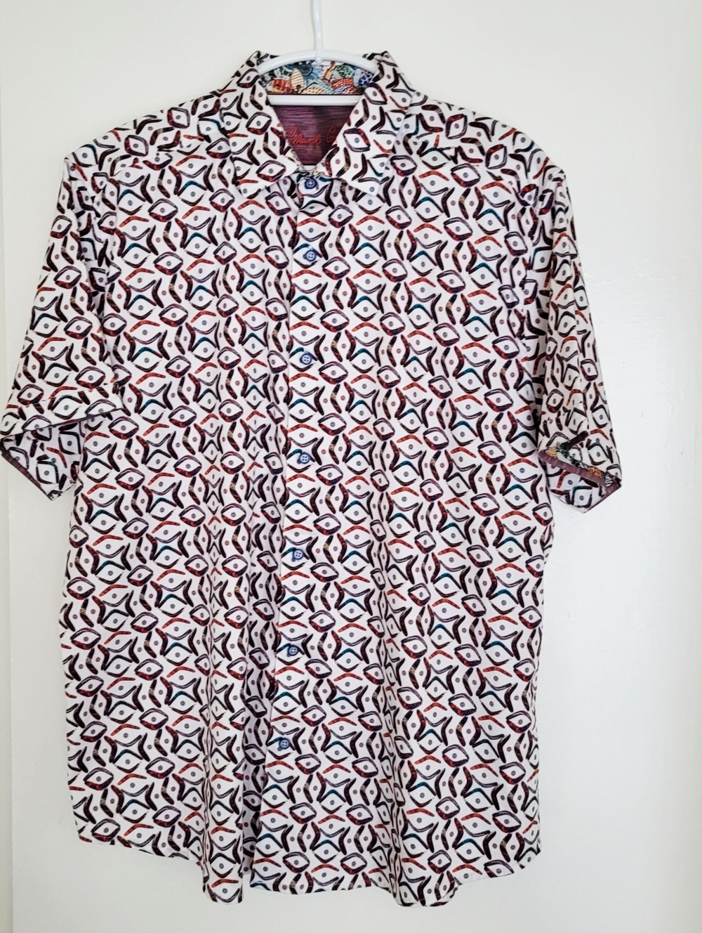 Robert Graham Shirt Men's 3XL Emilio Boomerang Short-Sleeve  Button-Up Collectib